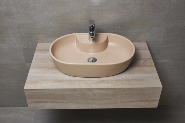 Knidos 60 cm Lavabo (B.Delikli)-Latte