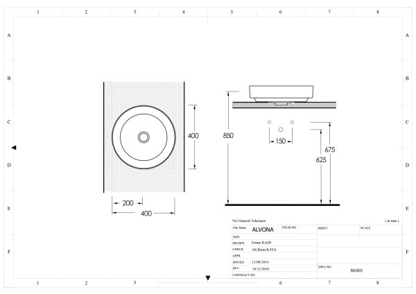 Alvona 40 cm Lavabo (B.Deliksiz)