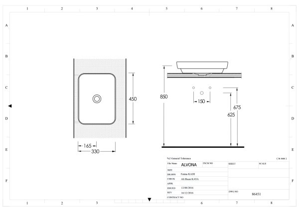 Alvona 45 cm Lavabo (B.Deliksiz)